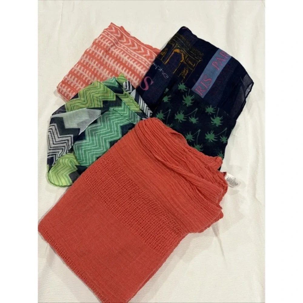 Lot Five Women's Scarves Chevron Geometric Palm Tree Paris Infinity‎ And Wrap